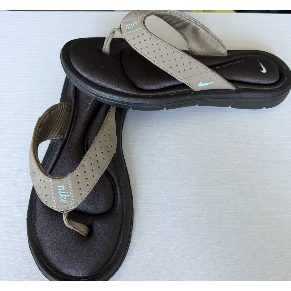 Nike Women's Comfort Footbed Sandal Size 8 Brown Flip Flops Thong Slides - Picture 7 of 9